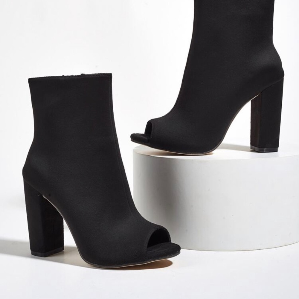 Black short boot heels